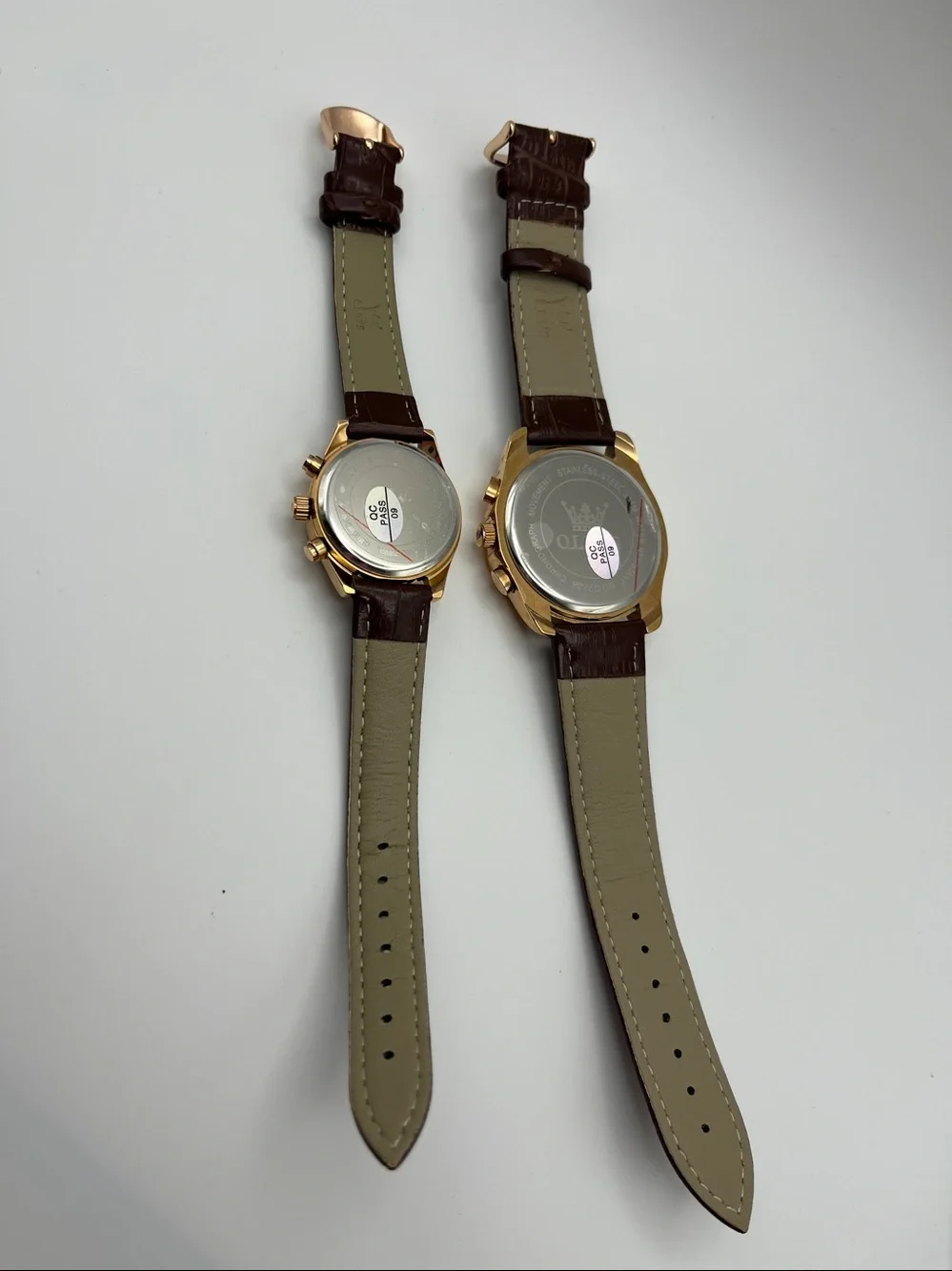 Set of 2 Olevs Gold Case Watches with Blue Dial